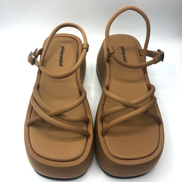 Jeffrey Campbell Shoes - Jeffrey Campbell Glow-Up Platform Wedge Sandal - Dark Natural Neoprene Size 10